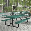 Pemberly Row 8' Rectangular Expanded Mesh Metal Outdoor Picnic Table in Black