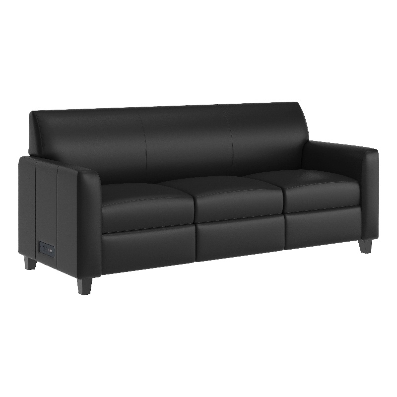 Pemberly Row LeatherSoft Sofa with Charging Station and Stitched Frame in Black