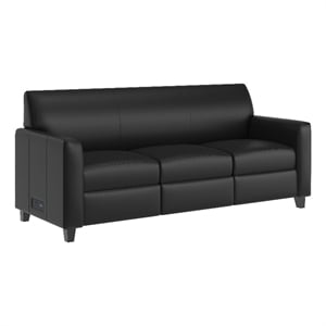 Pemberly Row LeatherSoft Sofa with Charging Station and Stitched Frame in Black