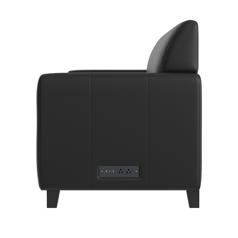Pemberly Row LeatherSoft Sofa with Charging Station and Stitched Frame in Black