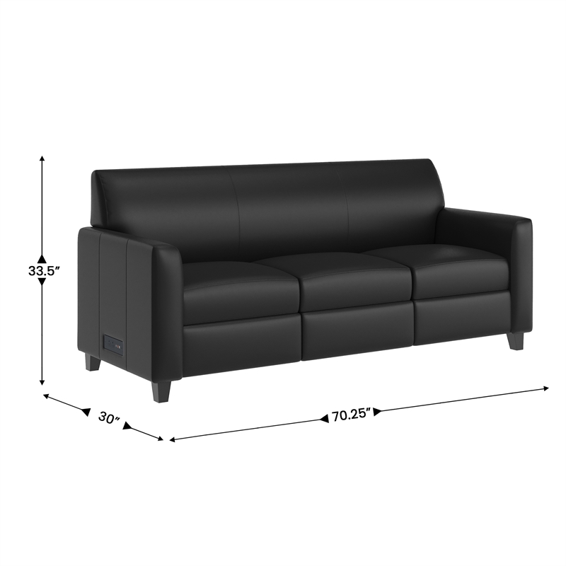 Pemberly Row 3 Piece Sofa Set with Clean Line Stitched Frame in Black