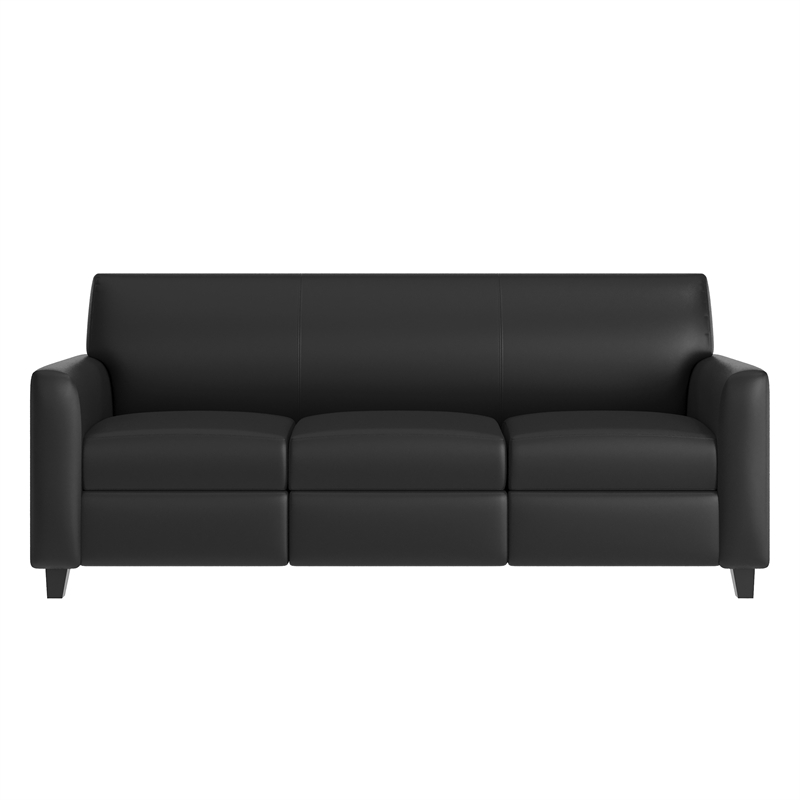 Pemberly Row 3 Piece Sofa Set with Clean Line Stitched Frame in Black