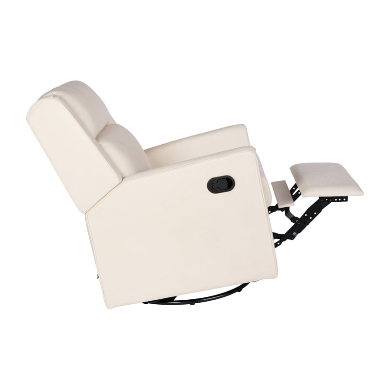 Pemberly Row Manual Rocking Recliner with 360 Swivel and Glide in Cream