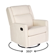 Pemberly Row Manual Rocking Recliner with 360 Swivel and Glide in Cream