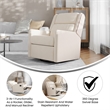 Pemberly Row Manual Rocking Recliner with 360 Swivel and Glide in Cream