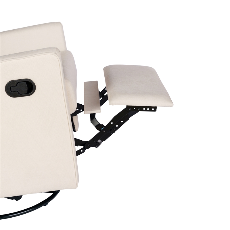 Pemberly Row Manual Rocking Recliner with 360 Swivel and Glide in Cream