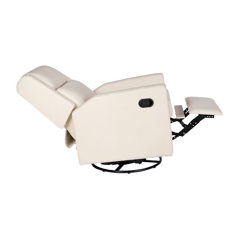 Pemberly Row Manual Rocking Recliner with 360 Swivel and Glide in Cream
