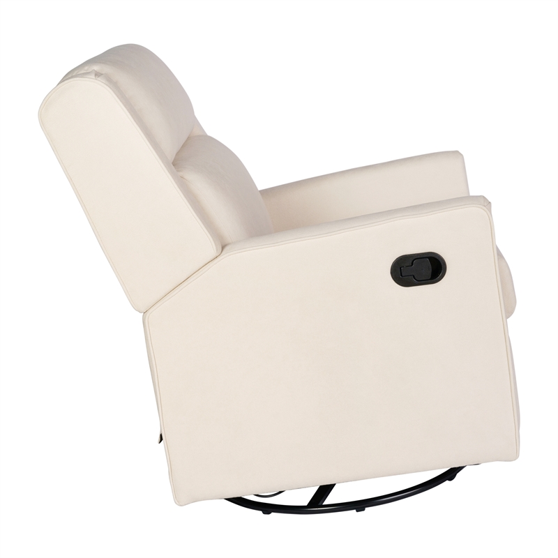 Pemberly Row Manual Rocking Recliner with 360 Swivel and Glide in Cream