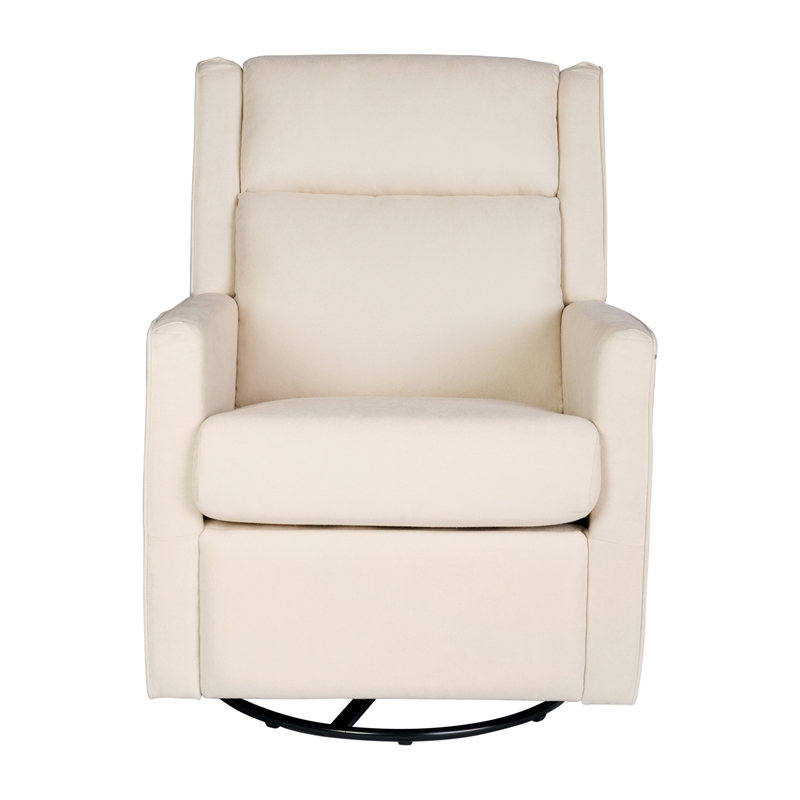 Pemberly Row Manual Rocking Recliner with 360 Swivel and Glide in Cream