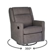 Pemberly Row Manual Rocking Recliner with 360 Swivel and Glide in Dark Gray