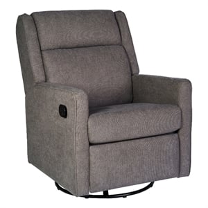 Pemberly Row Manual Rocking Recliner with 360 Swivel and Glide in Dark Gray