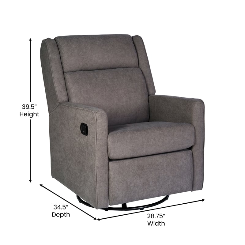 Pemberly Row Manual Rocking Recliner with 360 Swivel and Glide in Dark Gray