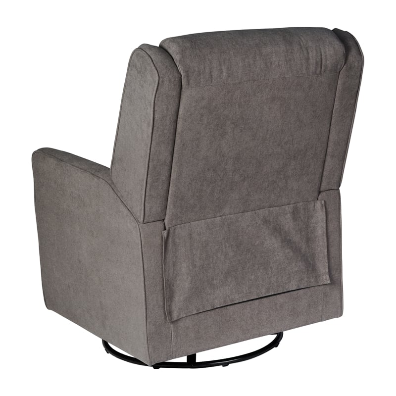 Pemberly Row Manual Rocking Recliner with 360 Swivel and Glide in Dark Gray
