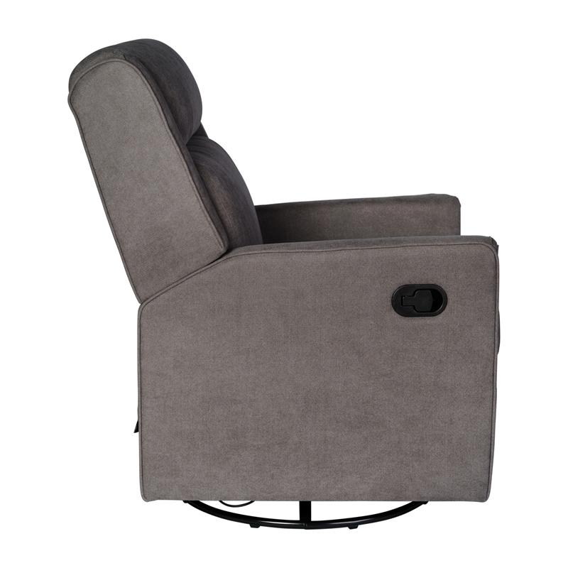 Pemberly Row Manual Rocking Recliner with 360 Swivel and Glide in Dark Gray
