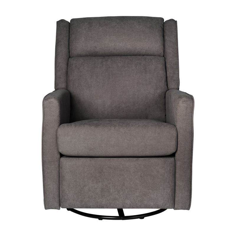 Pemberly Row Manual Rocking Recliner with 360 Swivel and Glide in Dark Gray
