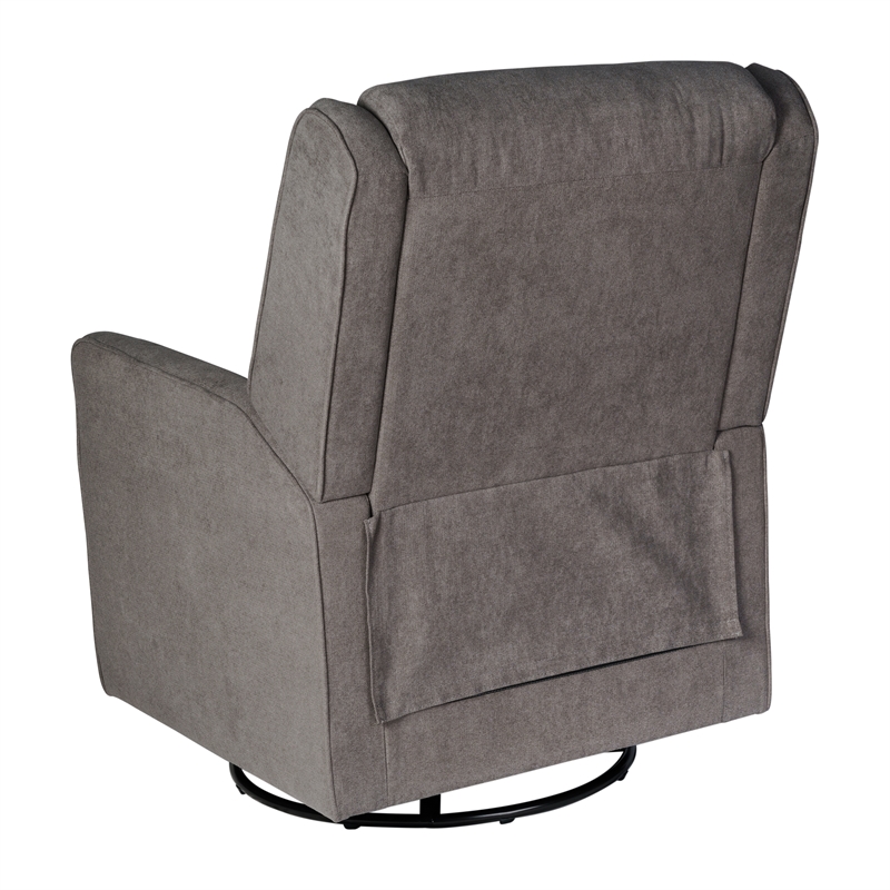 Pemberly Row Manual Rocking Recliner with 360 Swivel and Glide in Dark Gray