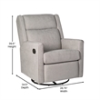 Pemberly Row Manual Rocking Recliner with 360 Swivel and Glide in Light Gray