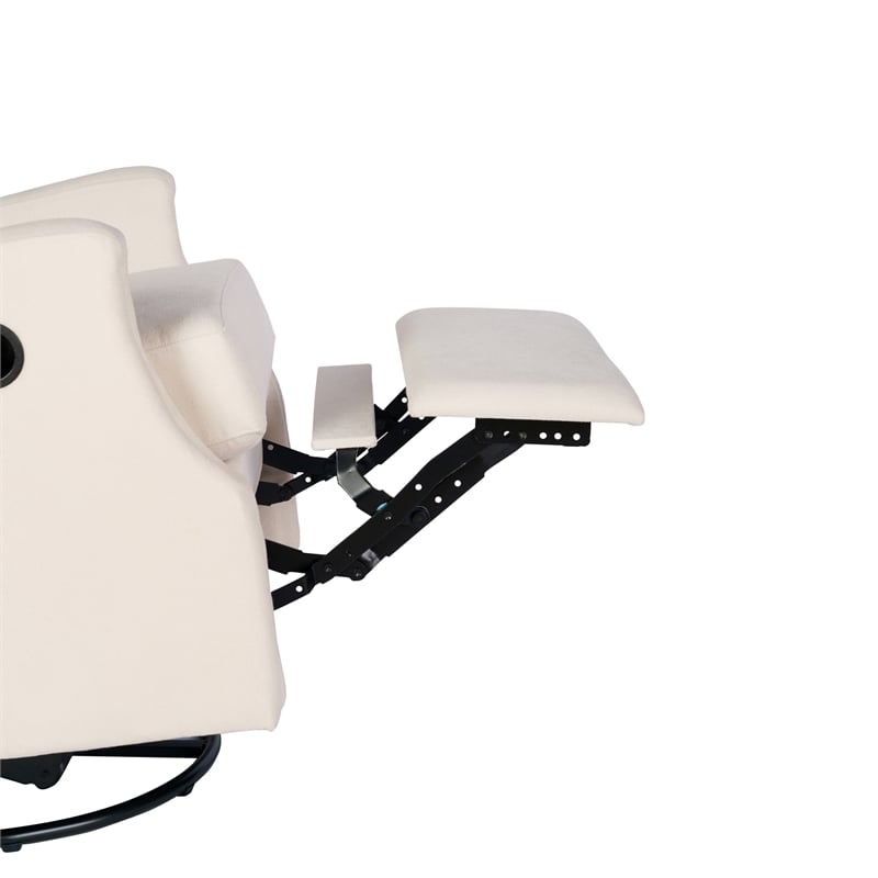 Pemberly Row Wingback Manual Rocking Glider Recliner with 360 Swivel in Cream