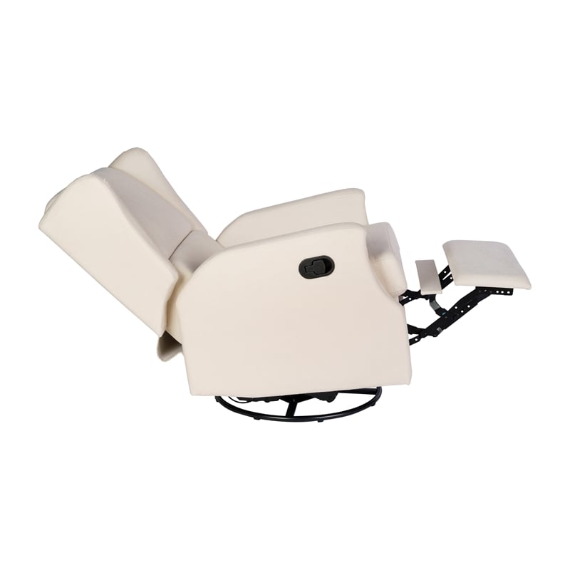 Pemberly Row Wingback Manual Rocking Glider Recliner with 360 Swivel in Cream