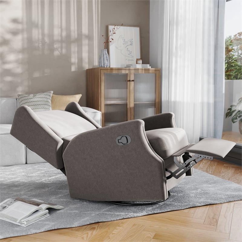 Pemberly Row Wingback Manual Rocking Glider Recliner with 360 Swivel - Dark Gray