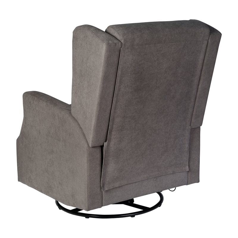 Pemberly Row Wingback Manual Rocking Glider Recliner with 360 Swivel - Dark Gray
