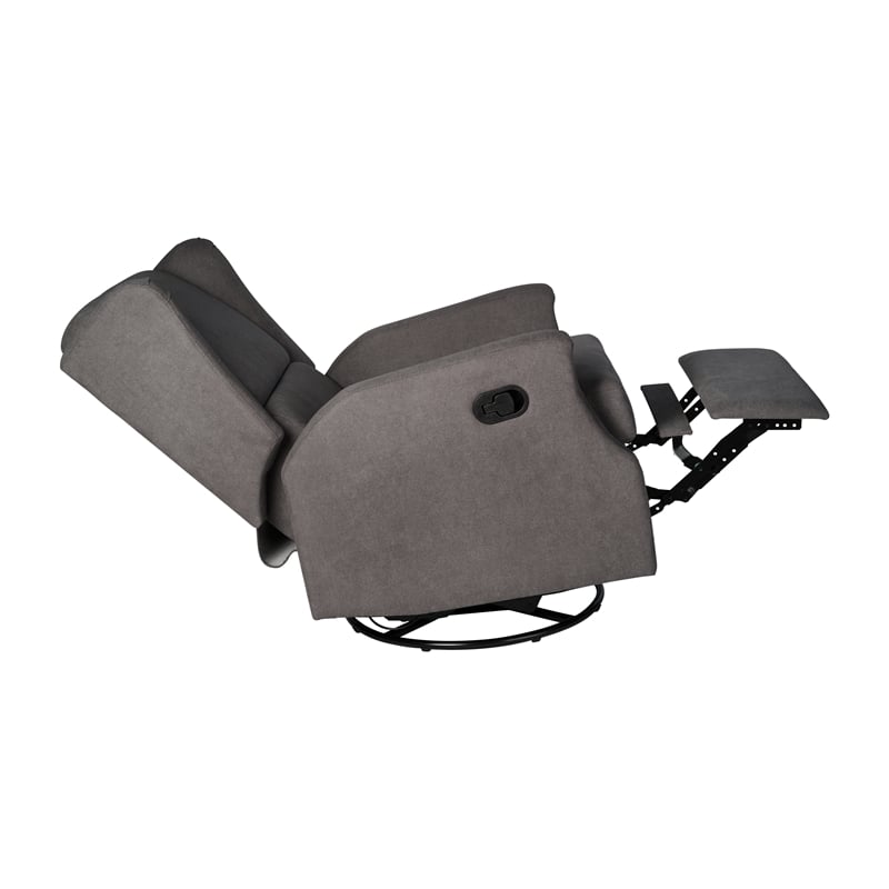 Pemberly Row Wingback Manual Rocking Glider Recliner with 360 Swivel - Dark Gray