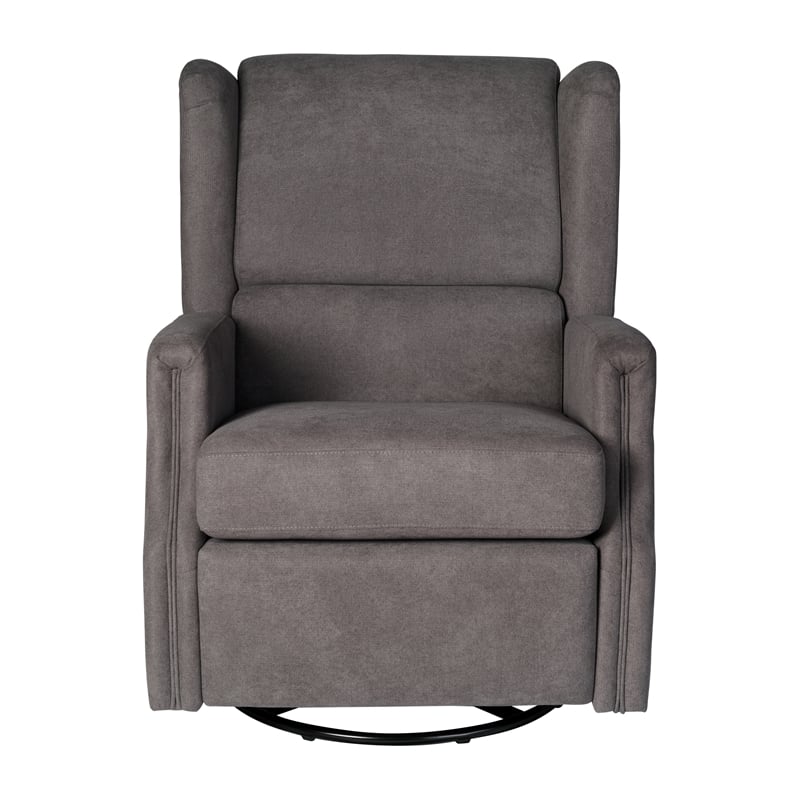 Pemberly Row Wingback Manual Rocking Glider Recliner with 360 Swivel - Dark Gray