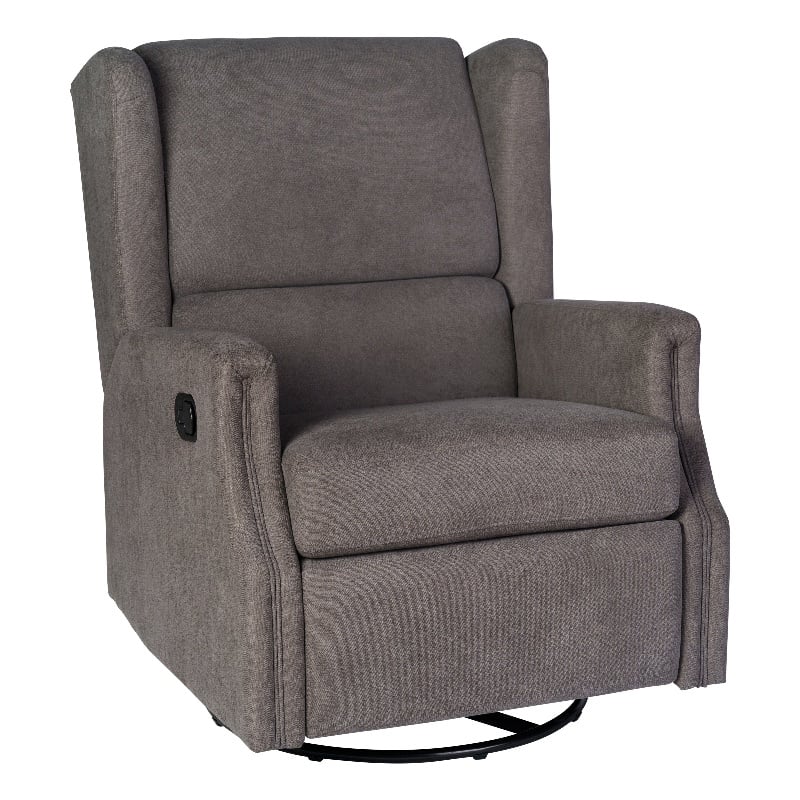 Pemberly Row Wingback Manual Rocking Glider Recliner with 360 Swivel - Dark Gray