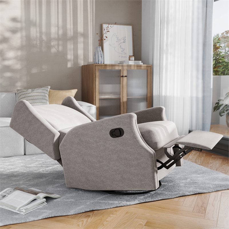 Pemberly Row Wingback Manual Rocking Glider Recliner with 360 Swivel