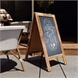 Pemberly Row Rustic Brown Wood A-Frame Magnetic Chalkboard Set with Markers