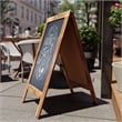 Pemberly Row Rustic Brown Wood A-Frame Magnetic Chalkboard Set with Markers