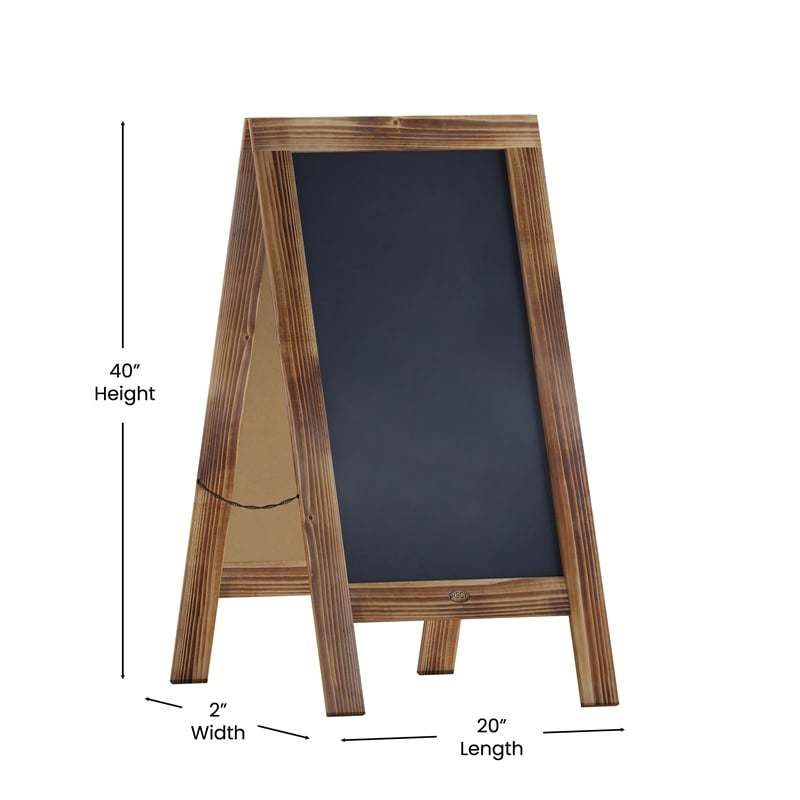 Pemberly Row Rustic Brown Wood A-Frame Magnetic Chalkboard Set with Markers