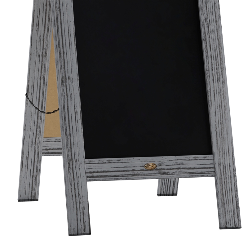 Pemberly Row 40x20 Freestanding Graywash Wood A-Frame Magnetic Chalkboard