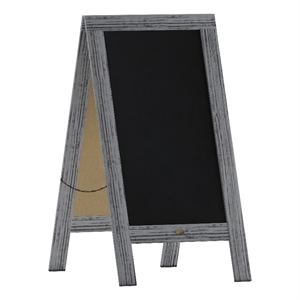 Pemberly Row 40x20 Freestanding Graywash Wood A-Frame Magnetic Chalkboard