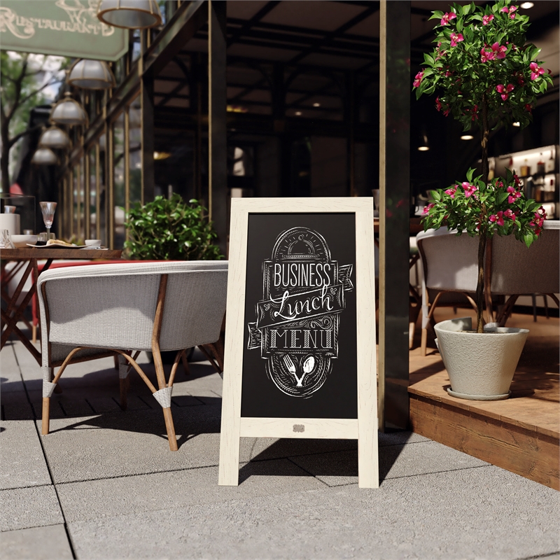 Pemberly Row 40x20 Freestanding White Wood A-Frame Magnetic Chalkboard