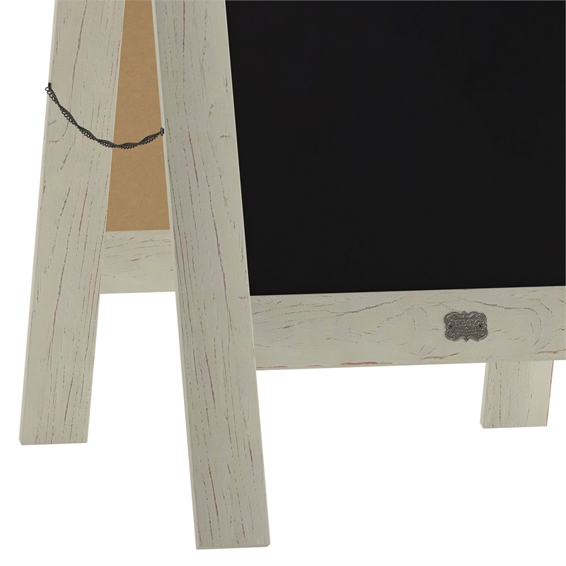 Pemberly Row 40x20 Freestanding White Wood A-Frame Magnetic Chalkboard