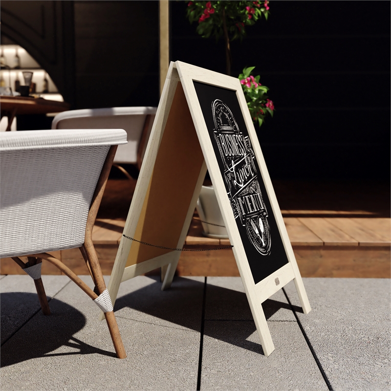 Pemberly Row 40x20 Freestanding White Wood A-Frame Magnetic Chalkboard