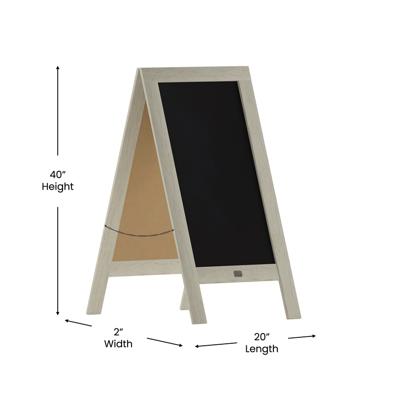 Pemberly Row 40x20 Freestanding White Wood A-Frame Magnetic Chalkboard