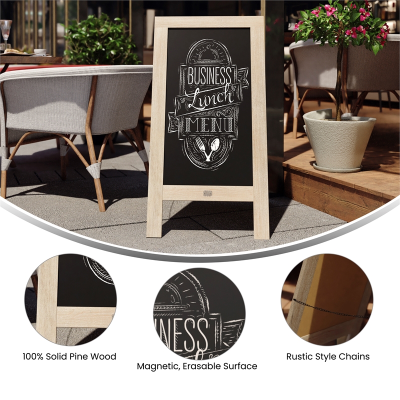 Pemberly Row 40x20 Freestanding Weathered Wood A-Frame Magnetic Chalkboard