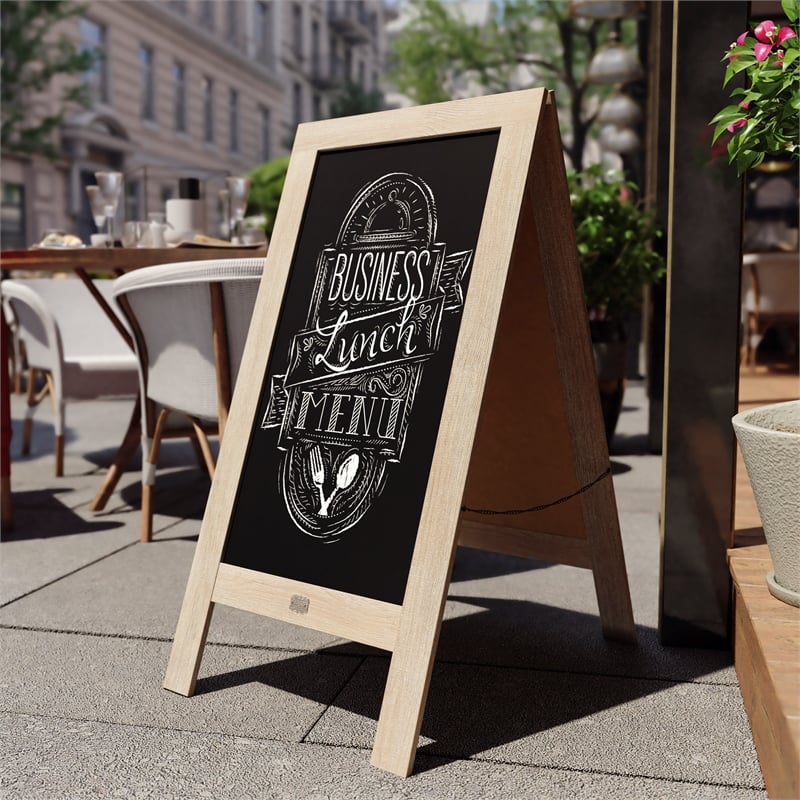 Pemberly Row 40x20 Freestanding Weathered Wood A-Frame Magnetic Chalkboard