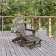 Pemberly Row Adirondack Chair with Pullout Ottoman & Cupholder in Brown