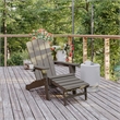 Pemberly Row Adirondack Chair with Pullout Ottoman & Cupholder in Brown