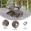 Pemberly Row Adirondack Chair with Pullout Ottoman & Cupholder in Brown