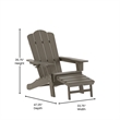 Pemberly Row Adirondack Chair with Pullout Ottoman & Cupholder in Brown
