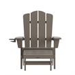 Pemberly Row Adirondack Chair with Pullout Ottoman & Cupholder in Brown