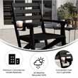 Pemberly Row Adirondack Dining Chair with Fold Out Cupholder in Black