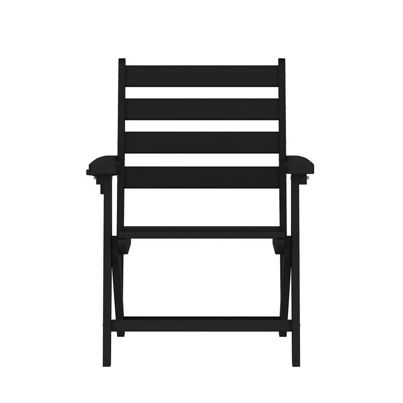 Pemberly Row Adirondack Dining Chair with Fold Out Cupholder in Black