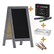 Pemberly Row Graywashed Wood A-Frame Magnetic Chalkboard Set with Markers