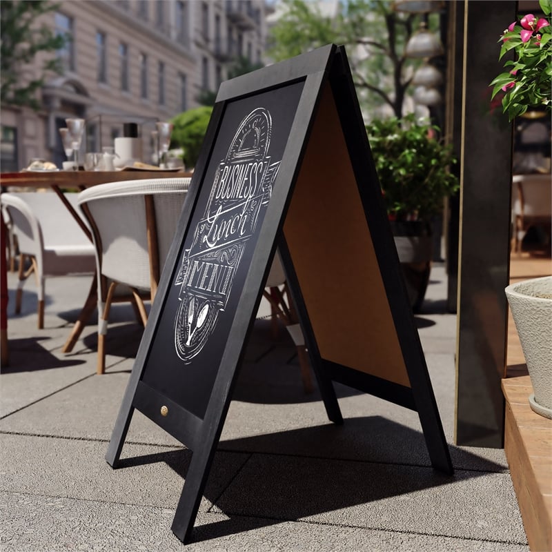 Pemberly Row Black Wood A-Frame Magnetic Chalkboard Set with Markers & Stencils