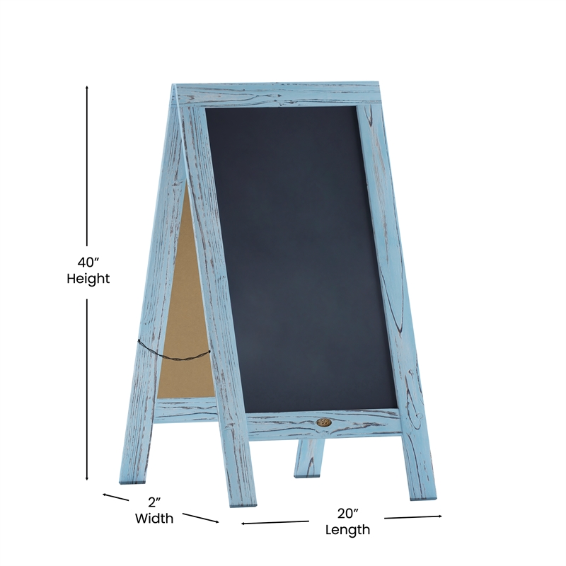 Pemberly Row 40x20 Freestanding Robin Blue Wood A-Frame Chalkboard